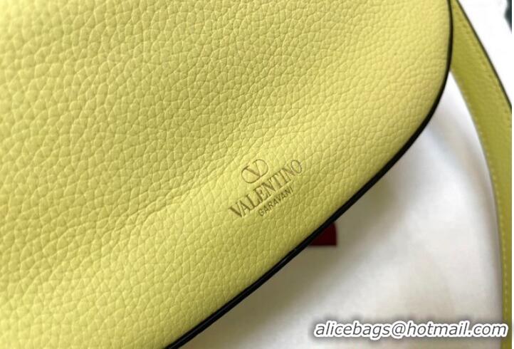 Famous Brand VALENTINO Vlogo Moon small leather HOBO bag chain N08J Yellow