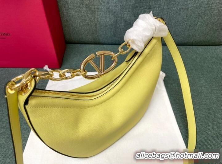 Famous Brand VALENTINO Vlogo Moon small leather HOBO bag chain N08J Yellow