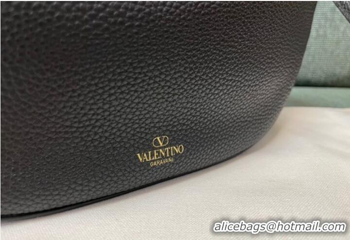 Buy Cheap VALENTINO Vlogo Moon small leather HOBO bag chain N08J Black