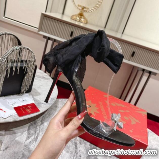 Low Cost Christian Louboutin Astrinodo High Heel Sandals 10cm in PVC with Bow Black 014016