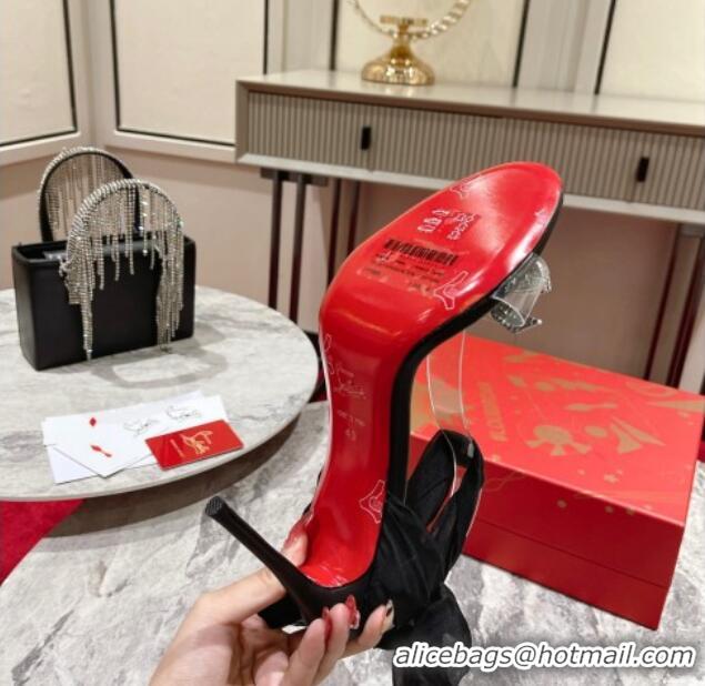 Low Cost Christian Louboutin Astrinodo High Heel Sandals 10cm in PVC with Bow Black 014016