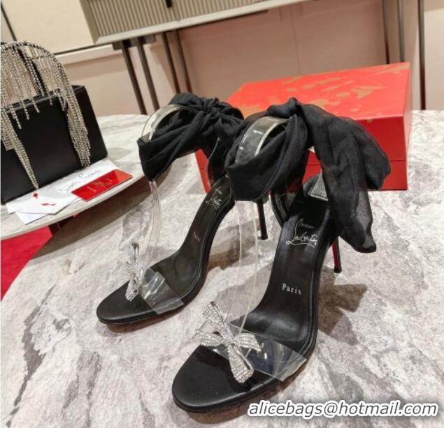 Low Cost Christian Louboutin Astrinodo High Heel Sandals 10cm in PVC with Bow Black 014016