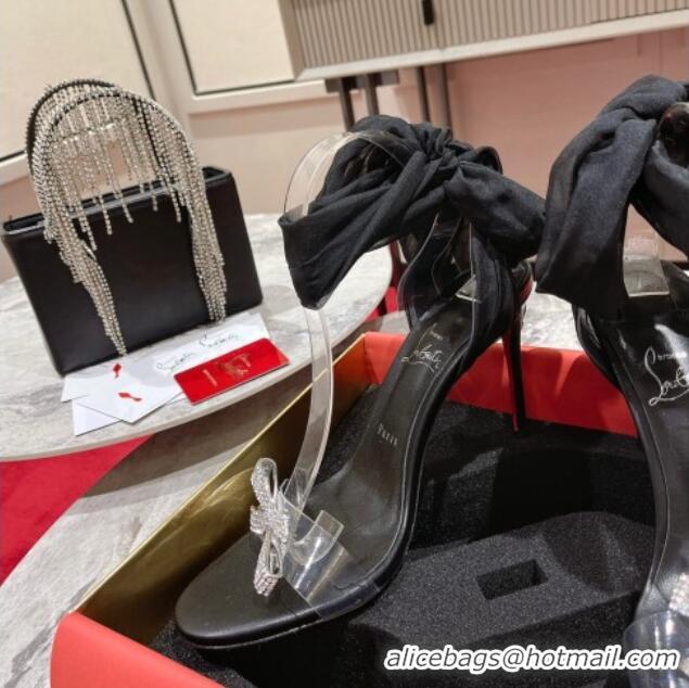 Low Cost Christian Louboutin Astrinodo High Heel Sandals 10cm in PVC with Bow Black 014016