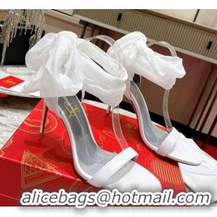 Duplicate Christian Louboutin High Heel Sandals 10cm in Leather with Bow White 014018