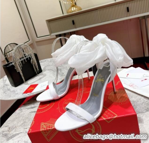 Duplicate Christian Louboutin High Heel Sandals 10cm in Leather with Bow White 014018