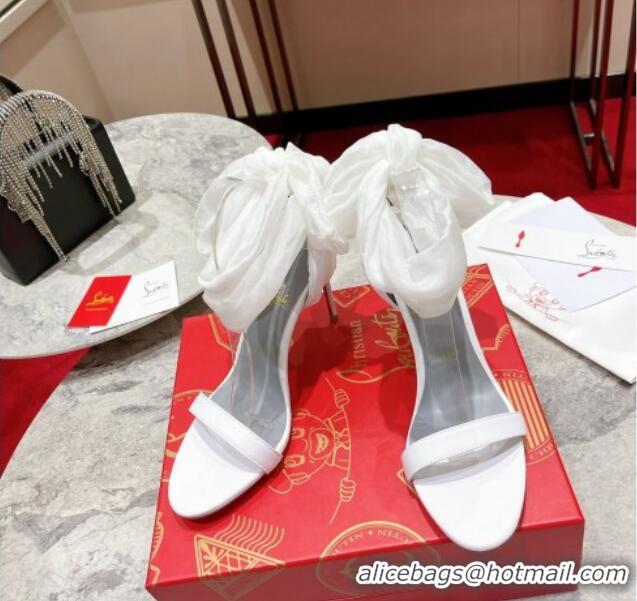 Duplicate Christian Louboutin High Heel Sandals 10cm in Leather with Bow White 014018