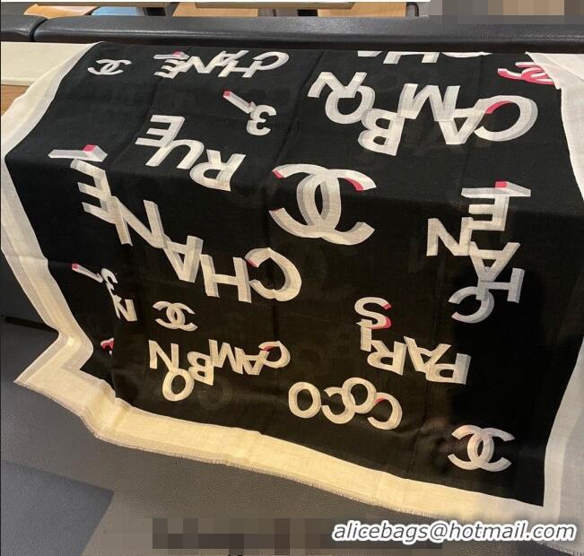 New Style Chanel Logo Scarf 100x200cm CH1108 Black 2023