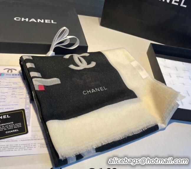 New Style Chanel Logo Scarf 100x200cm CH1108 Black 2023