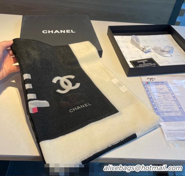 New Style Chanel Logo Scarf 100x200cm CH1108 Black 2023