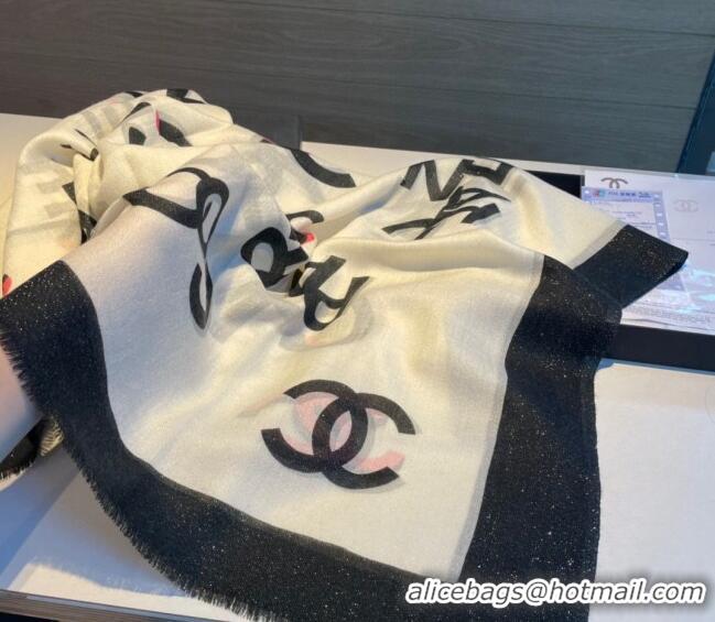 Promotional Chanel Logo Scarf 100x200cm CH1108 White 2023