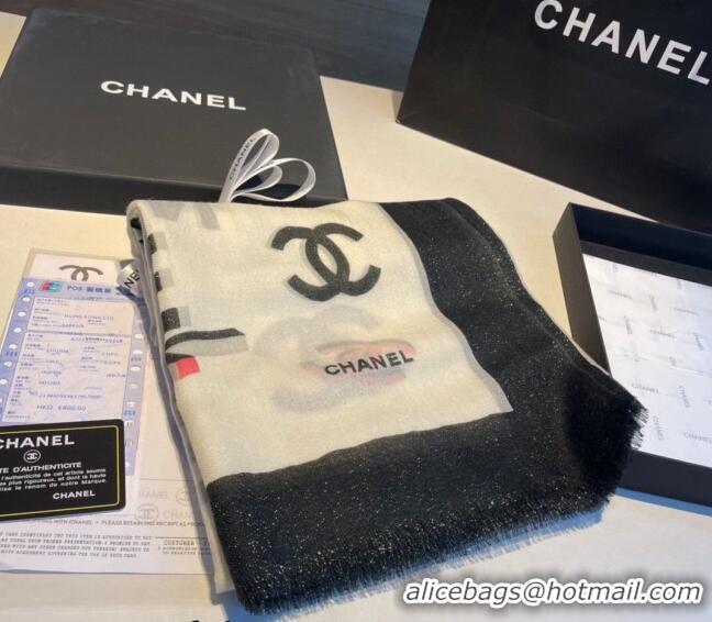 Promotional Chanel Logo Scarf 100x200cm CH1108 White 2023