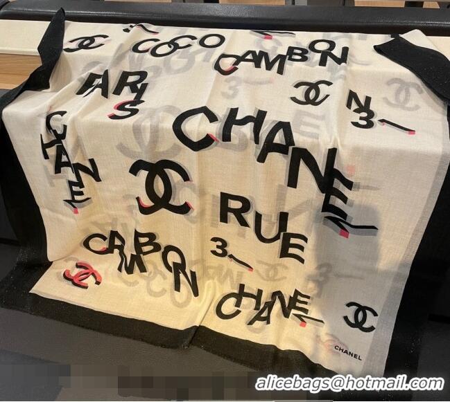 Promotional Chanel Logo Scarf 100x200cm CH1108 White 2023