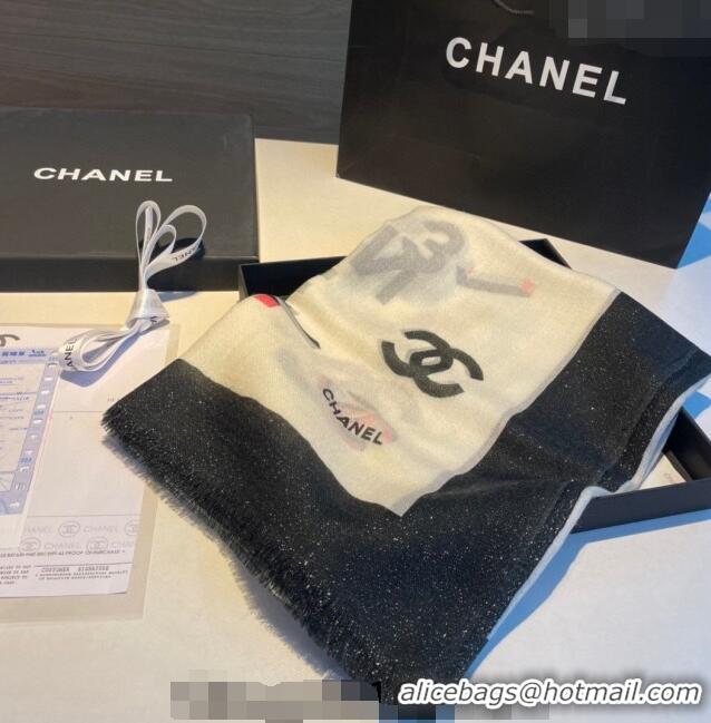 Promotional Chanel Logo Scarf 100x200cm CH1108 White 2023