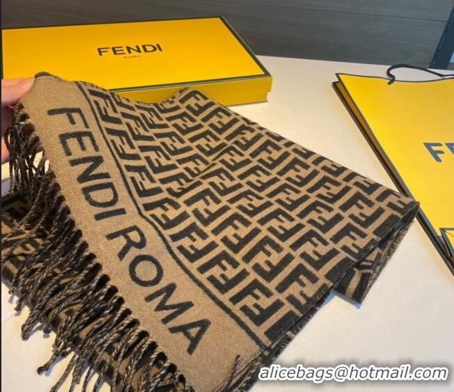 Pretty Style Fendi Wool FF Long Scarf 30x180cm F1108 Brown/Black 2023