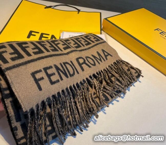 Pretty Style Fendi Wool FF Long Scarf 30x180cm F1108 Brown/Black 2023