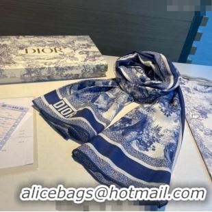 Super Quality Dior Toile de Jouy Cashmere Long Scarf 65x185cm D1108 Blue 2023