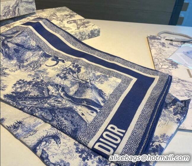 Super Quality Dior Toile de Jouy Cashmere Long Scarf 65x185cm D1108 Blue 2023