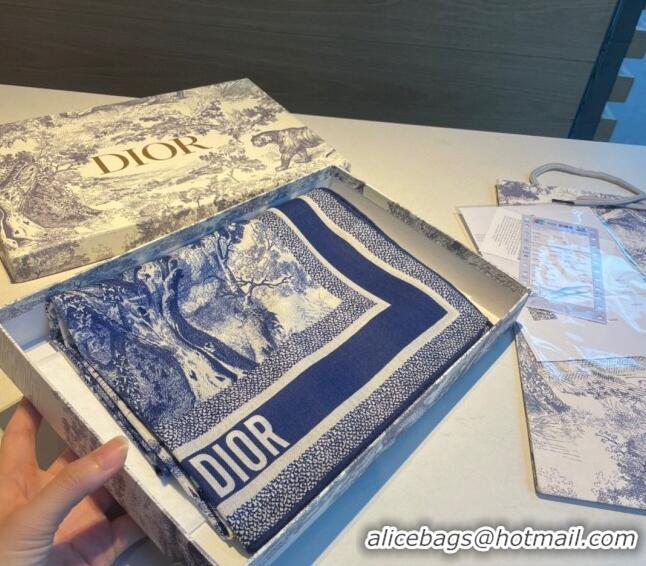 Super Quality Dior Toile de Jouy Cashmere Long Scarf 65x185cm D1108 Blue 2023