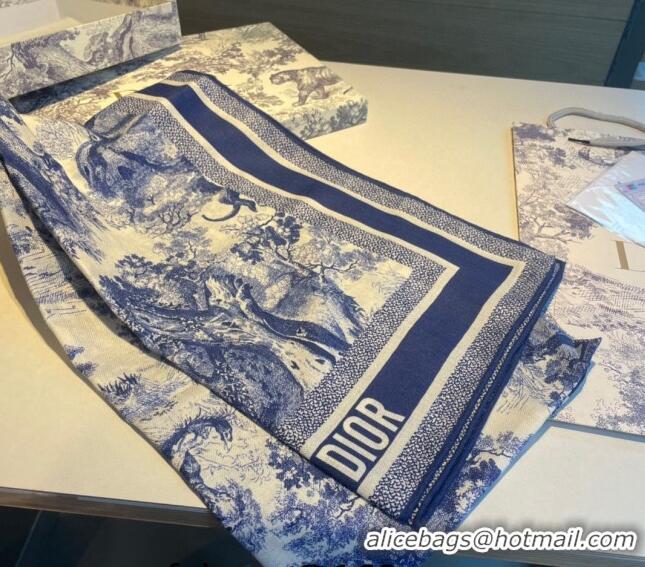 Super Quality Dior Toile de Jouy Cashmere Long Scarf 65x185cm D1108 Blue 2023