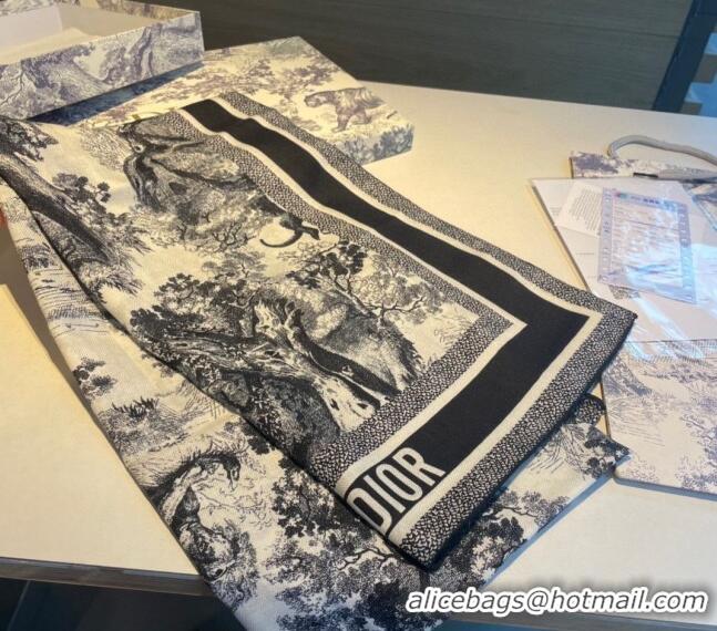 Well Crafted Dior Toile de Jouy Cashmere Long Scarf 65x185cm D1108 Black 2023