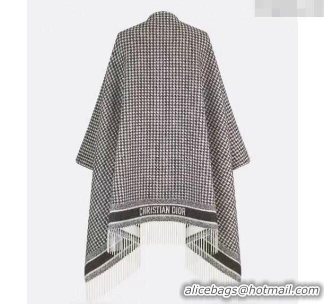 Reasonable Price Dior Micro-Houndstooth Cape 140x180cm D1108 White/Black 2023