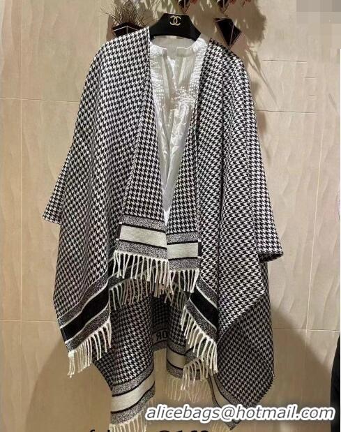 Reasonable Price Dior Micro-Houndstooth Cape 140x180cm D1108 White/Black 2023