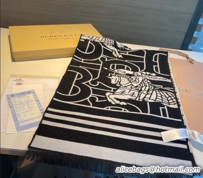 Top Quality Burberry Logo Long Scarf 33x170cm B1108 Black/Grey 2023