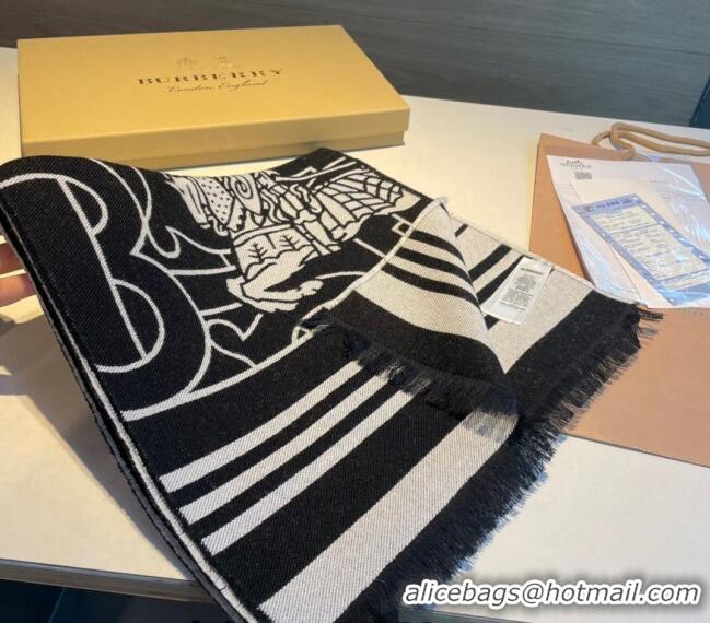 Top Quality Burberry Logo Long Scarf 33x170cm B1108 Black/Grey 2023