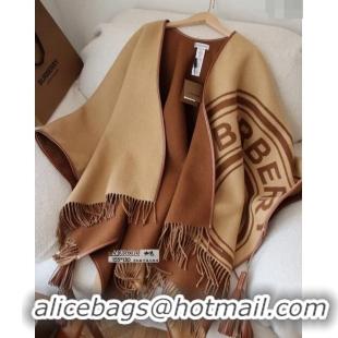 Top Quality Burberry Wool and Leather Cape 130x155cm B8065 Beige/Brown 2023