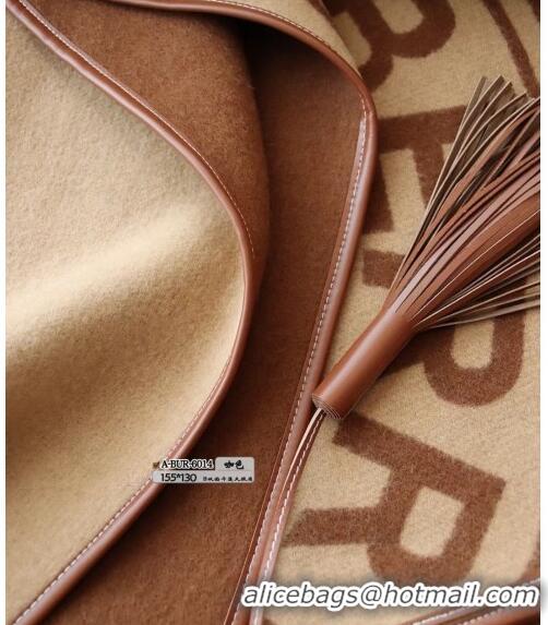 Top Quality Burberry Wool and Leather Cape 130x155cm B8065 Beige/Brown 2023