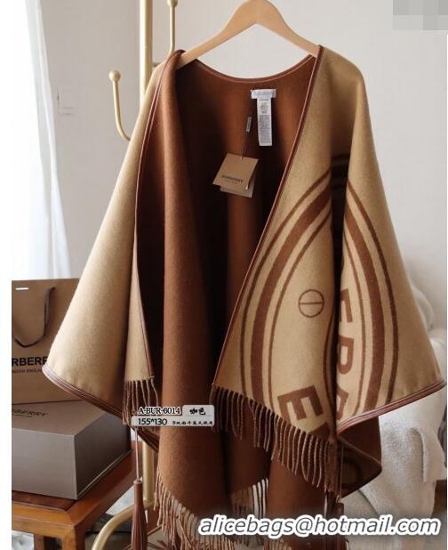 Top Quality Burberry Wool and Leather Cape 130x155cm B8065 Beige/Brown 2023