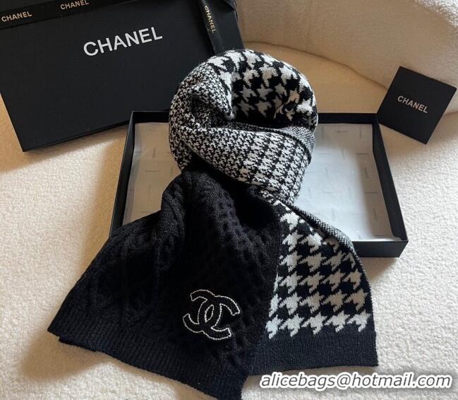 Promotional Chanel Knit Long Scarf 30x190cm C1108 Black 2023