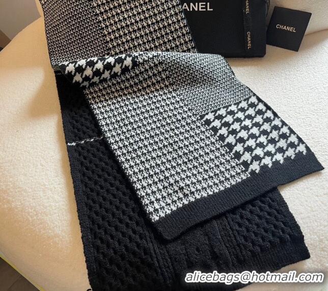 Promotional Chanel Knit Long Scarf 30x190cm C1108 Black 2023