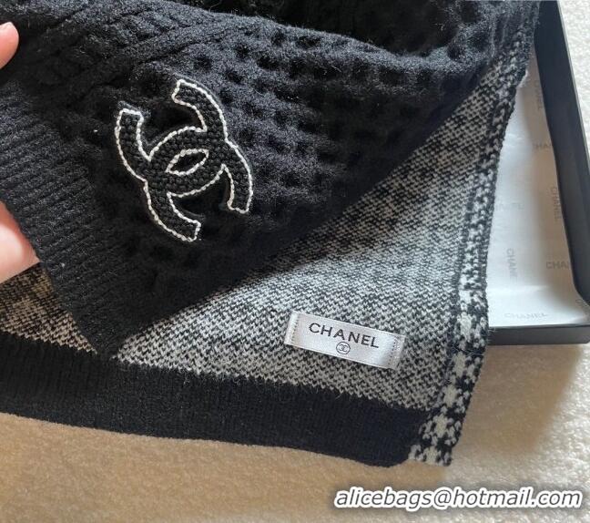 Promotional Chanel Knit Long Scarf 30x190cm C1108 Black 2023