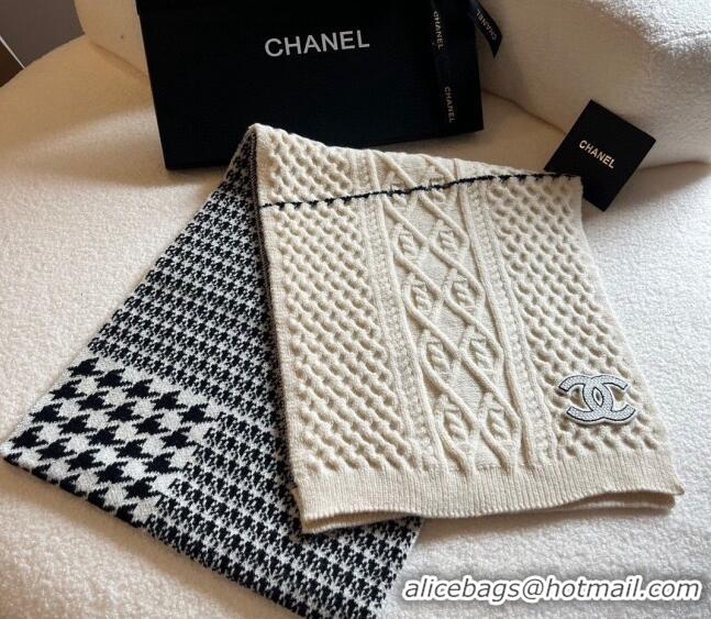 Inexpensive Chanel Knit Long Scarf 30x190cm C1108 White 2023