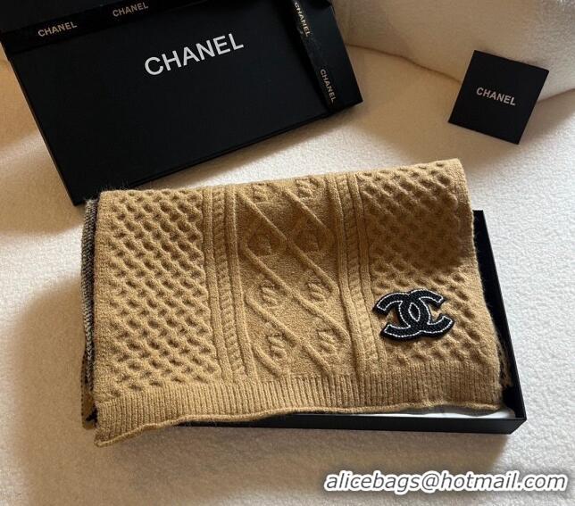 Super Quality Chanel Knit Long Scarf 30x190cm C1108 Brown 2023