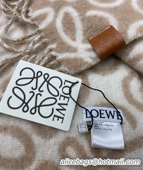 Best Price Loewe Anagram Wool and Alpaca Fur Long Scarf 38x200cm C8069 Beige 2023