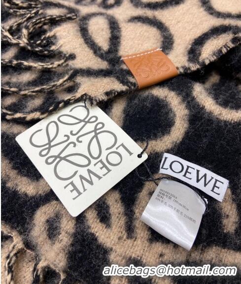 Top Quality Loewe Anagram Wool and Alpaca Fur Long Scarf 38x200cm C8069 Black 2023