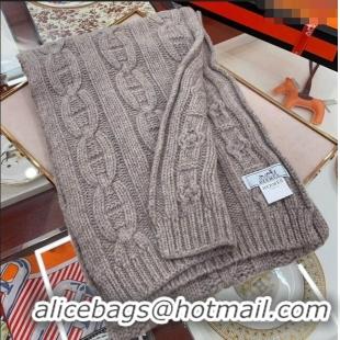 New Fashion Hermes Cashmere Knit Long Scarf 28x180cm HS8074 Grey 2023