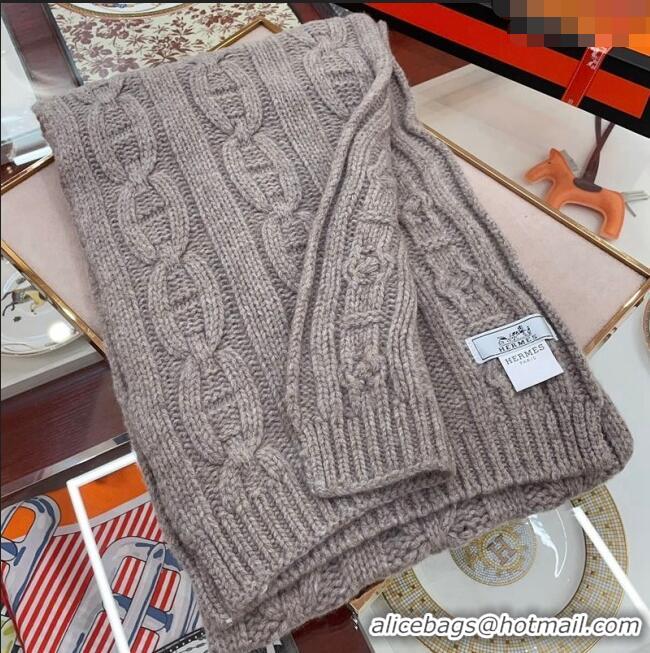 New Fashion Hermes Cashmere Knit Long Scarf 28x180cm HS8074 Grey 2023