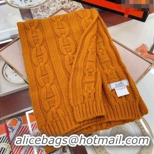 Buy Fashionable Hermes Cashmere Knit Long Scarf 28x180cm HS8074 Orange 2023