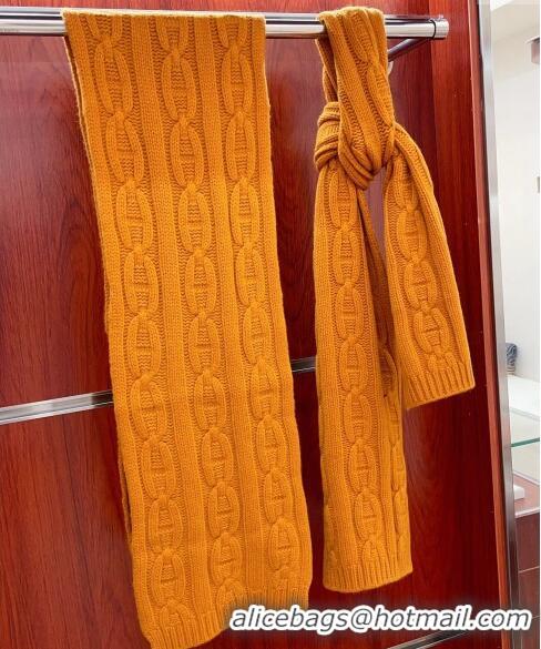 Buy Fashionable Hermes Cashmere Knit Long Scarf 28x180cm HS8074 Orange 2023