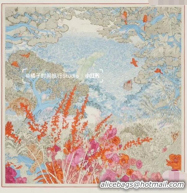 Low Cost Hermes Retourala Nature Cashmere Sqaure Shawl Scarf 140cm H11709 Blue/Pink 2023