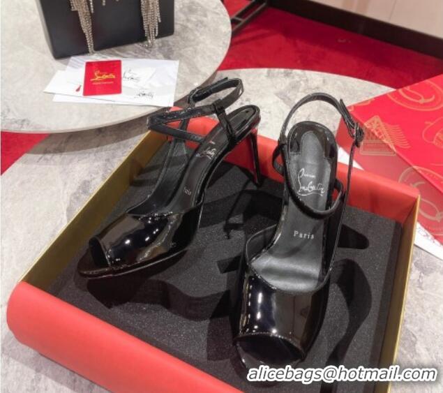 Duplicate Christian Louboutin So Jenlove High Heel Sandals 10cm in Black Patent Leather 014021