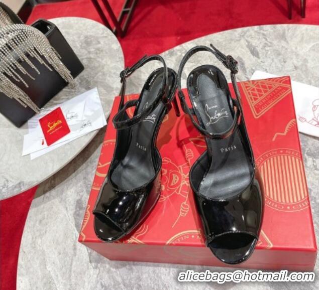 Duplicate Christian Louboutin So Jenlove High Heel Sandals 10cm in Black Patent Leather 014021