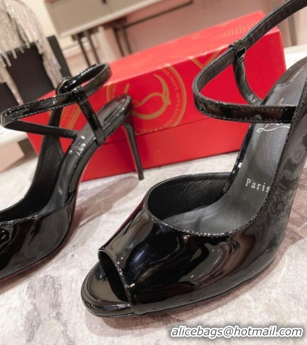 Duplicate Christian Louboutin So Jenlove High Heel Sandals 10cm in Black Patent Leather 014021