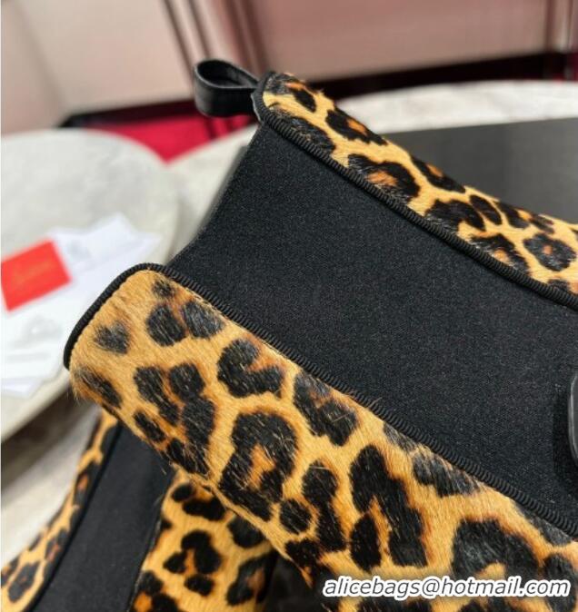 Buy Duplicate Christian Louboutin Turelastic Heel Ankle Boots 5.5cm in Leopard print 103070