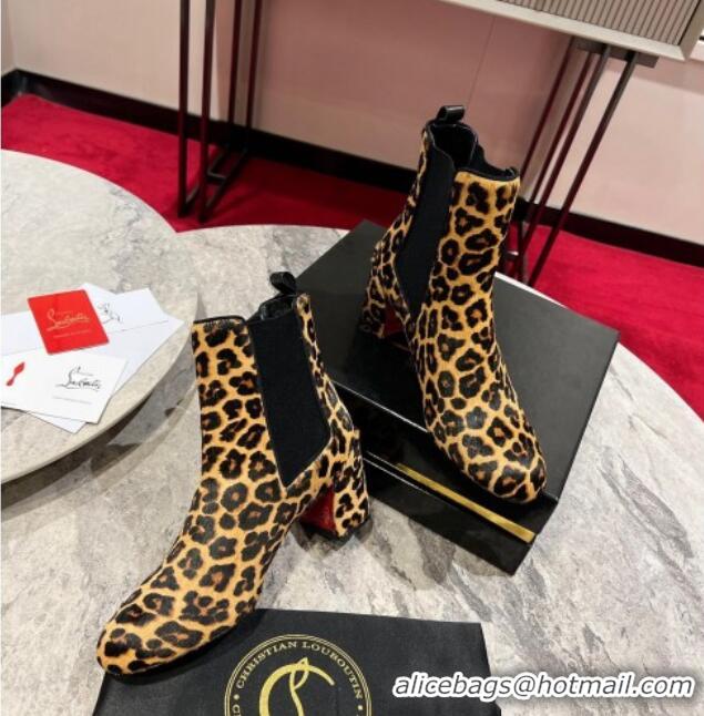 Buy Duplicate Christian Louboutin Turelastic Heel Ankle Boots 5.5cm in Leopard print 103070