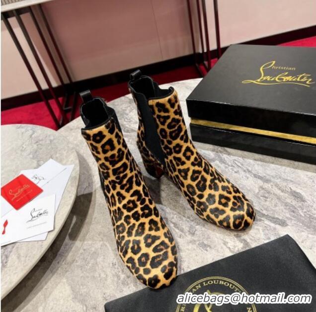 Buy Duplicate Christian Louboutin Turelastic Heel Ankle Boots 5.5cm in Leopard print 103070