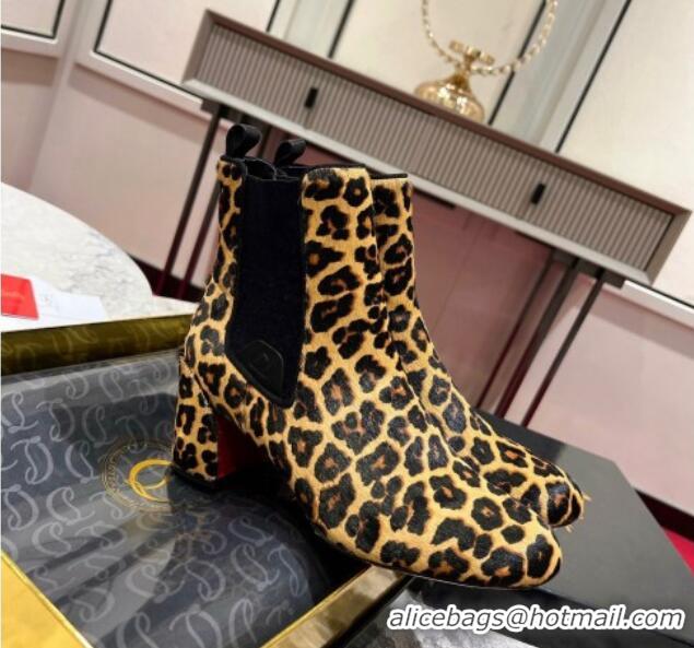 Buy Duplicate Christian Louboutin Turelastic Heel Ankle Boots 5.5cm in Leopard print 103070